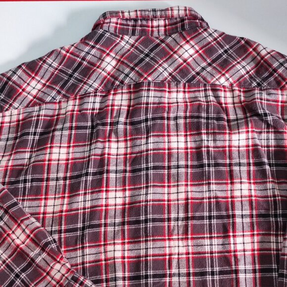 Ranch Tough casual button down shirt men's size 3XL reg. red grey plaid flannel - Picture 4 of 10